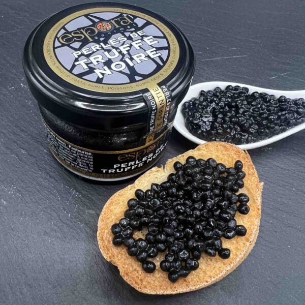 cavair-diamant-noir-perles-truffees-aperitif-valreas-vaucluse-la-rabasse-de-l-enclave-3 perles de truffe noire pour apéritif sur toast ou noix de saint Jacques